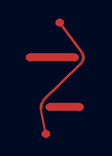 Zigzag Animation showing a trace zigzagging around two barriers. The trace and the barriers are all solid red. The background is black but also very slightly white and blue.